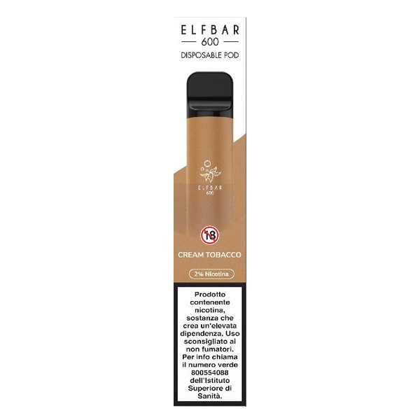 Elf bar 600 Cream Tobacco Usa e Getta 20mg/ml 600 puff
