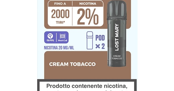 gusti veev pods Lost Mary Toca PRO Pod Cream Tobacco Precaricata - 2 pod