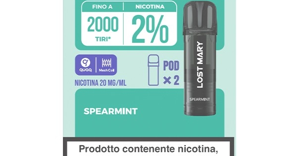Lost Mary Toca PRO Pod Spearmint - 2 pod precaricate - Svapo Store