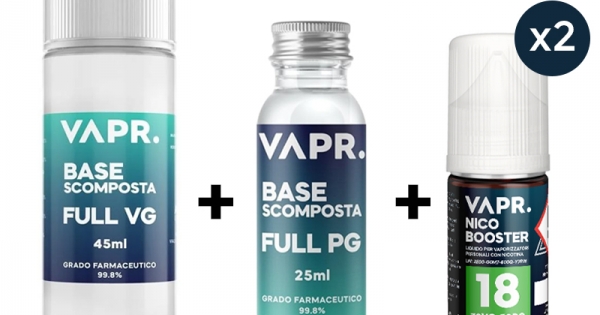 Kit 100ml Base Neutra 70/30 con Nicotina 3mg VAPR
