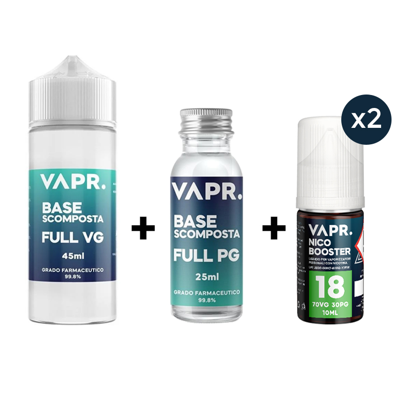 Kit 100ml Base Neutra 70/30 con Nicotina 3mg VAPR