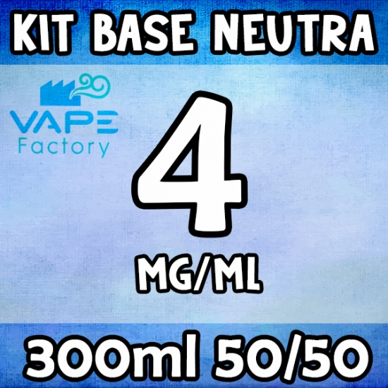 Kit 300ml Base Neutra con Nicotina 4mg VapeFactory